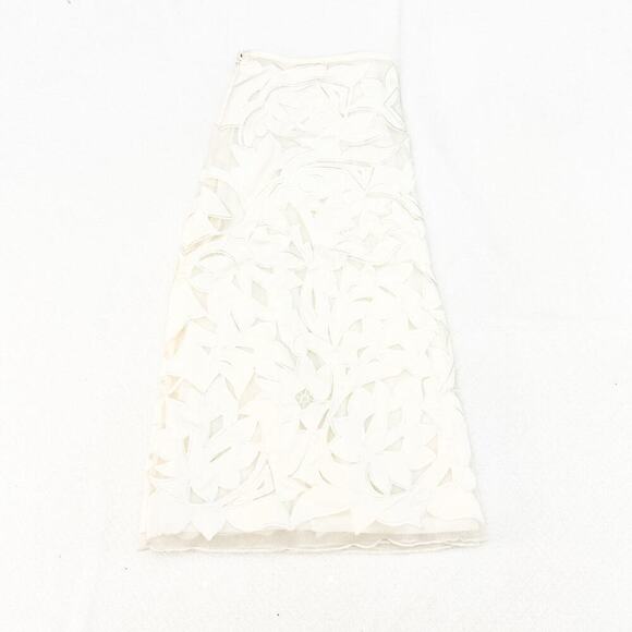 Josie Natori A-Line Skirt Embroidered Design Tulle White Wedding Size 8 MINT - Picture 5 of 5